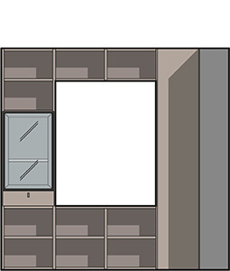 Un mur avec une fenêtre devient un espace structuré - dessin technique