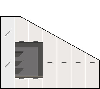 A functional space under the stairs - technical drawing
