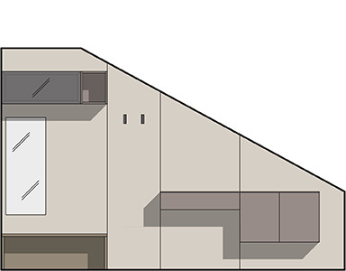 An organized modern looking room - technical drawing