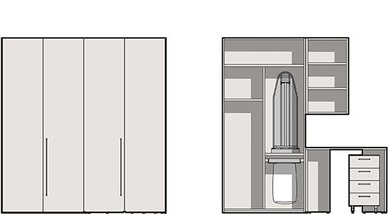 Una composizione salvaspazio - disegno tecnico