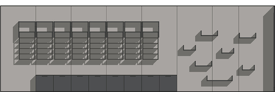Soluzioni versatili per organizzare l’ambiente - disegno tecnico