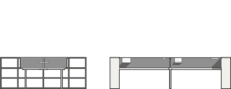 Un ufficio dinamico e condiviso - disegno tecnico