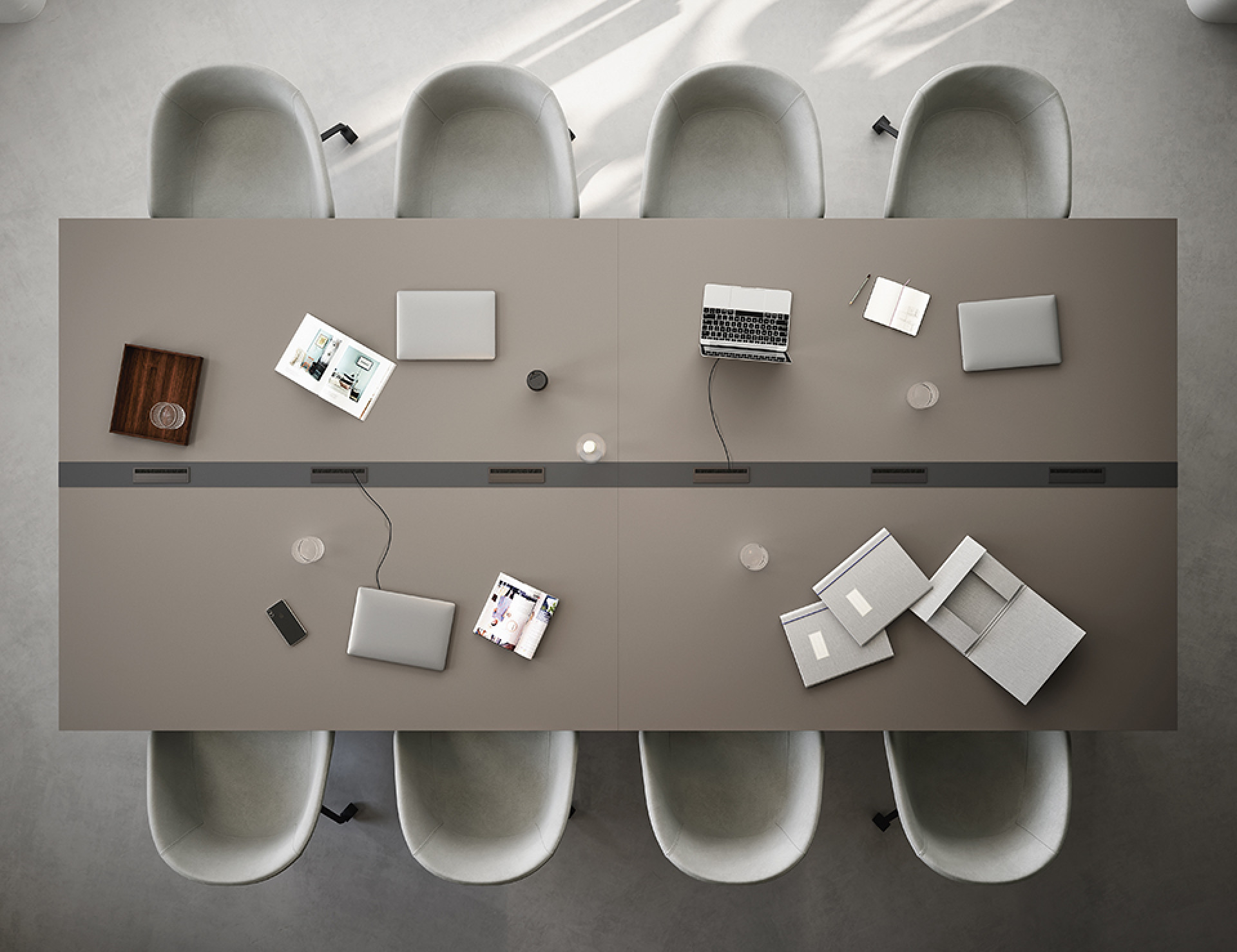 A dynamic, organized interior