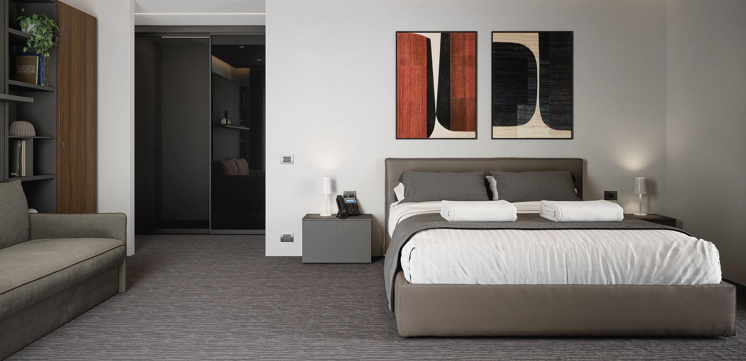 Furnishings for Twin share hotel room Cinquanta3