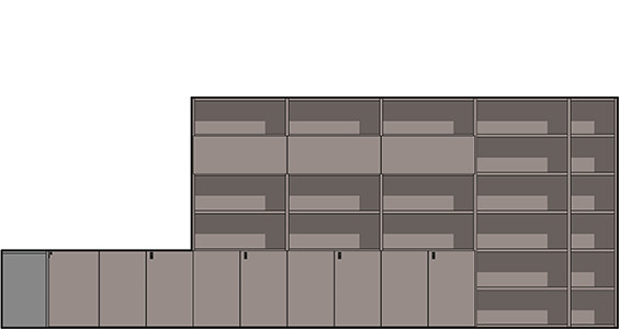 A dynamic, optimized interior - technical drawing
